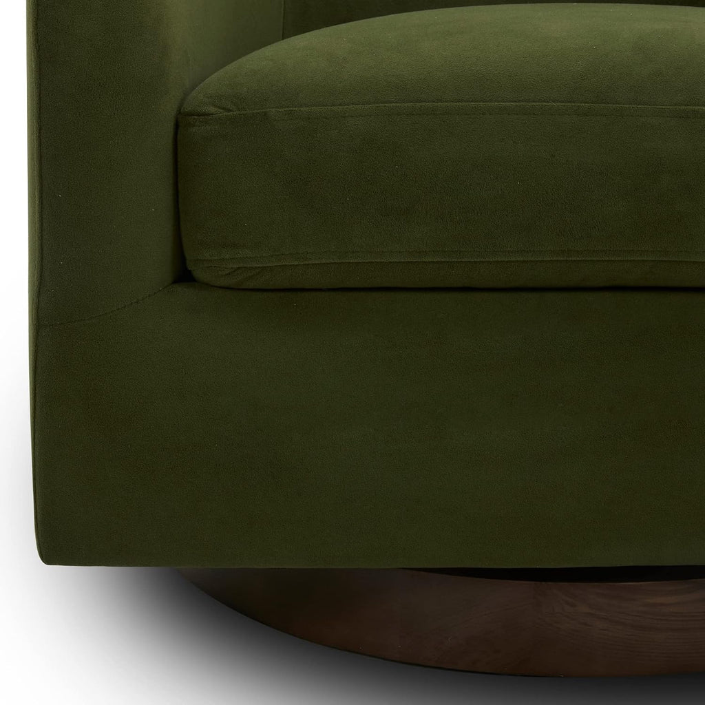 Swivel Accent Chair, Fully Assembled Velvet Barrel Armchair with FSC Certified Upholstered , Forest Green