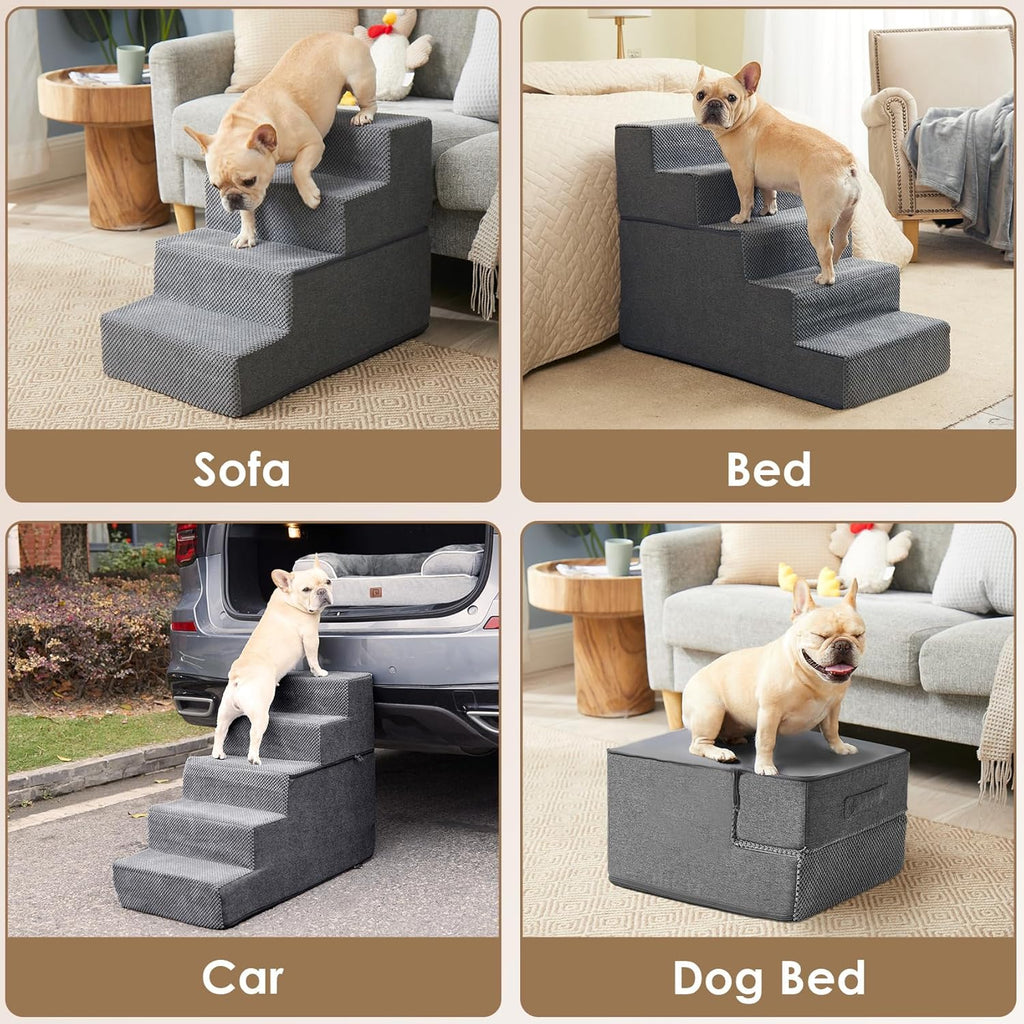 Dog Stairs for Small Dogs 13.5" H, 3-Step Dog Steps for Couch Sofa and Chair, Pet Steps for Medium Cats