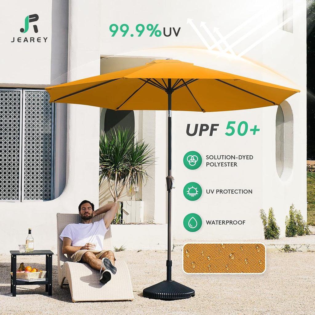 10FT Outdoor Patio Umbrella Outdoor Table Umbrella with Push Button Tilt and Crank - Light Orange