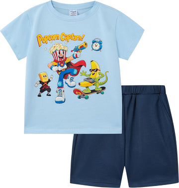 Toddler Boy Summer Clothes Outfit, Cotton Stretch Tee and Shorts, Ages 4-7