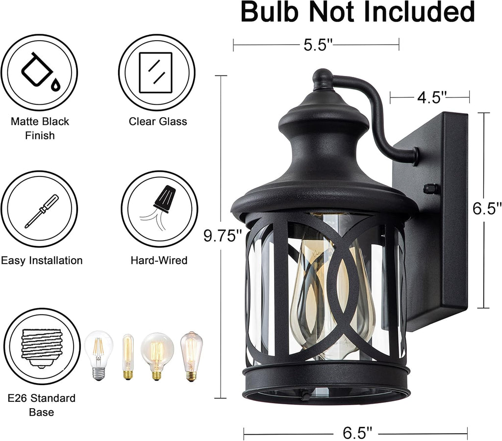 2-Pack Outdoor Wall Lights, Porch Lights, Waterproof Outdoor Wall Sconce