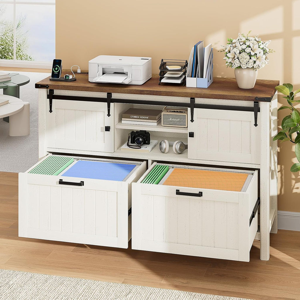Farmhouse File Cabinet, White Printer Stand