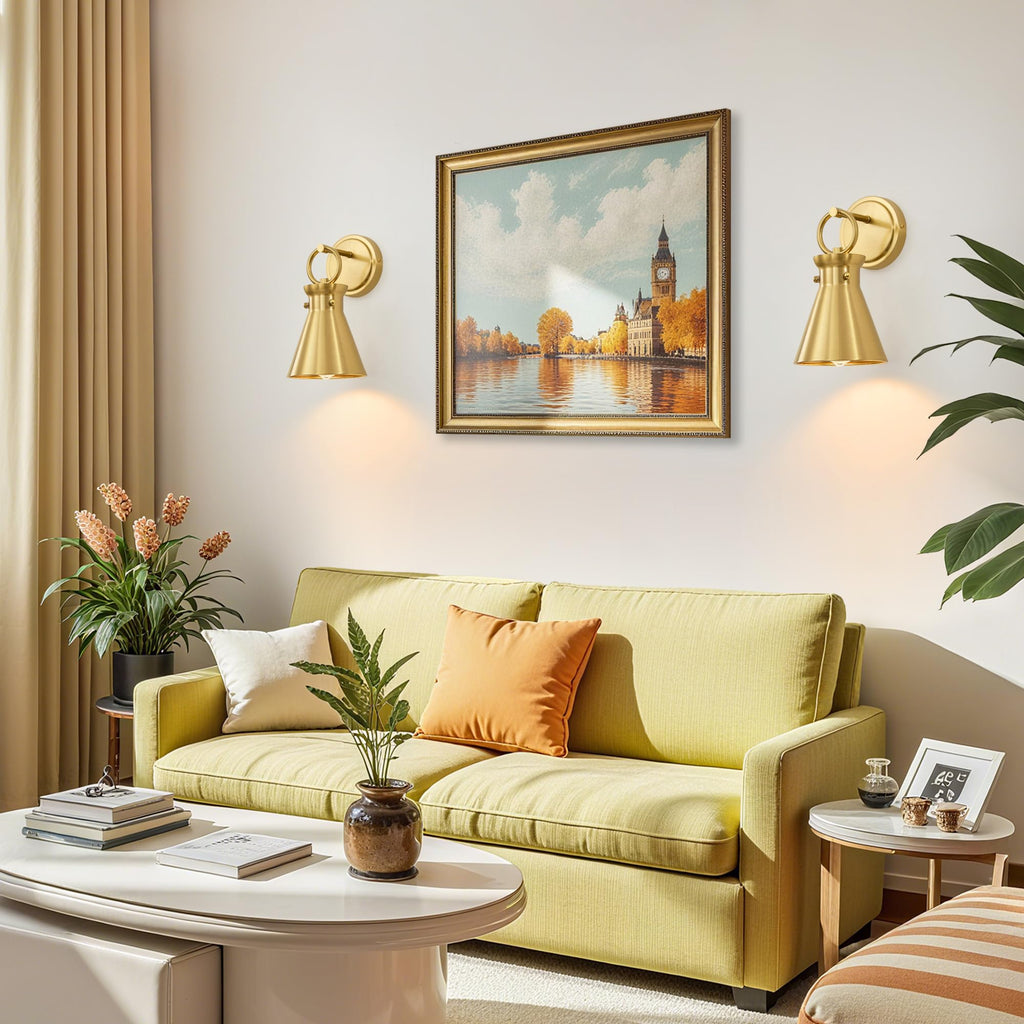 Wall Sconce 6" Gold Metal Shade, 1 Pack