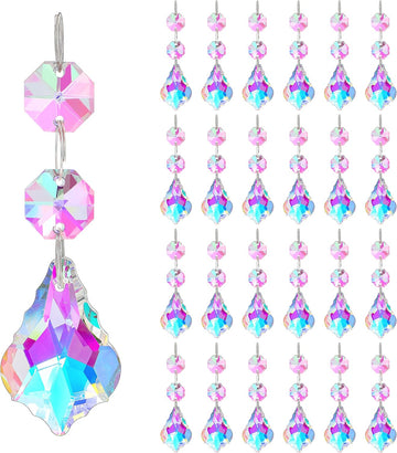 25pcs 38mm Crystal Chandelier Prism Pendants, Suncatchers Hanging Crystals - Horse Eyes Chandelier Prism Replacement