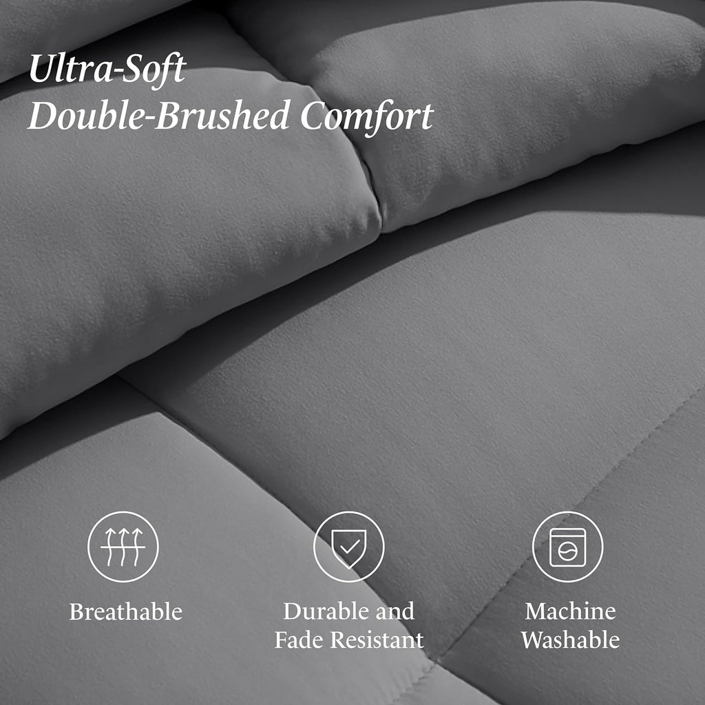 Queen Comforter Set - Comfy, Breathable, All Season - Down Alternative Comforter & Shams