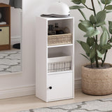 LUDER Book Shelf, 3-Tier Modern Bookshelf, Bookcase with 1 Door Storage Cabinet, 9.3 x 12 x 31.5