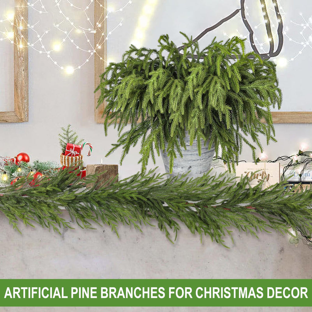 30 Pcs Pine Branches - 18 Inch Artificial Green Pine Stem