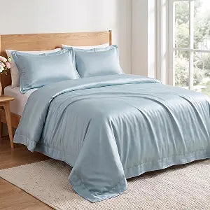 100% Viscose Derived from Bamboo Duvet Cover Set - 3 Pc Hotel Luxury Cooling Duvet Cover for Hot Sleepers & Night