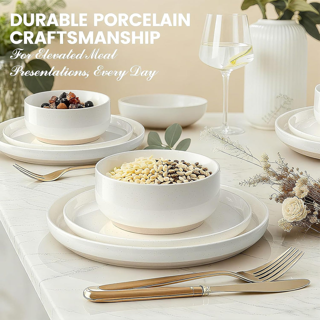 Plates and Bowls Sets, Dinnerware Sets for 4, 12 Pieces Scratch Resistant Dishware Dishes Set