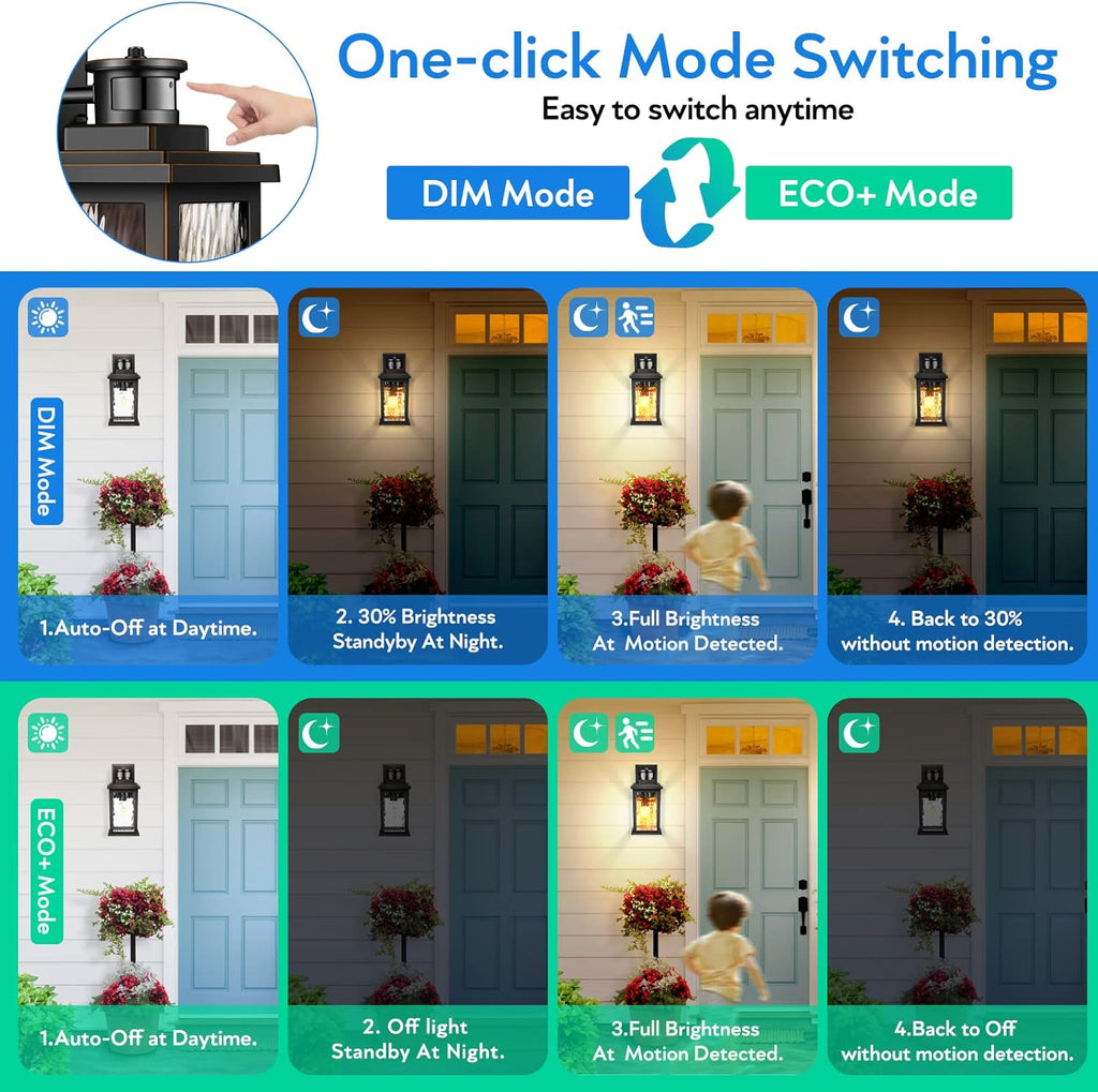 2 Pack Motion Sensor Outdoor Lights, Dusk To Dawn Outdoor Lighting, Modern Led Exterior Light Fixture