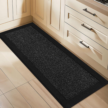Kitchen Runner Rug 24"x60", Non Slip Kitchen Mat Washable, Black