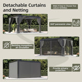 10x12 FT Louvered Pergola, Aluminum Outdoor Pergolas with Ad - Image 7