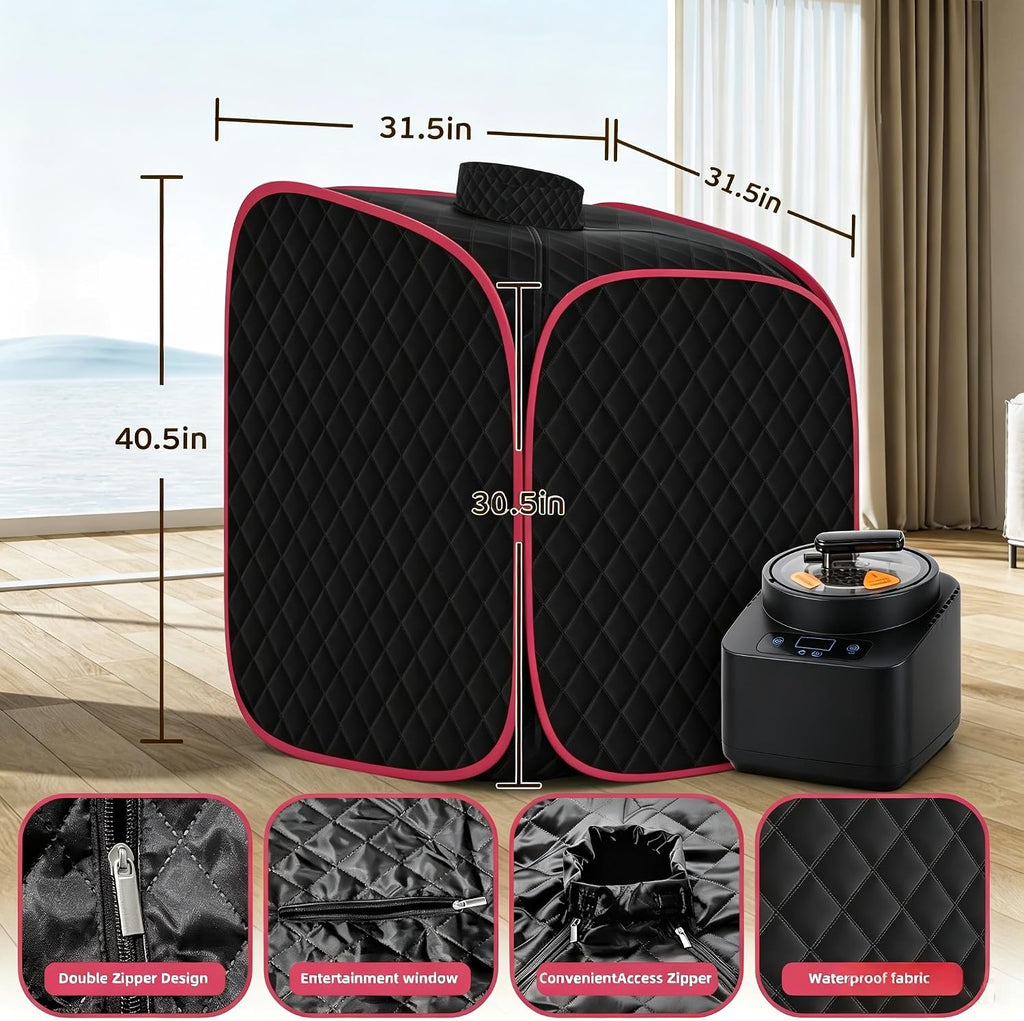 Portable Steam Sauna at Home, 9 Levels Heating, Sauna Tent for Home with Steamer and Folding Chair