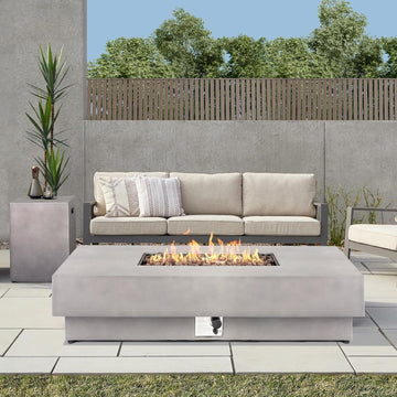 60-inch Fire Pit Table w/Tank Cover, 2-Piece Outdoor Propane/Natural Gas Firepit for Outside Patio