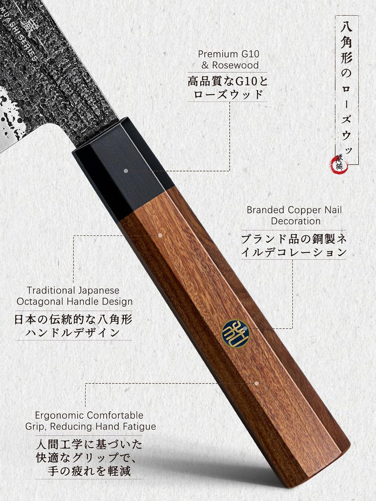 5 Pieces Knife Set, 10CR15MOV High Carbon Steel Chef Knife Set | Razor Sharp Japanese Kitchen Knife Set for Daily