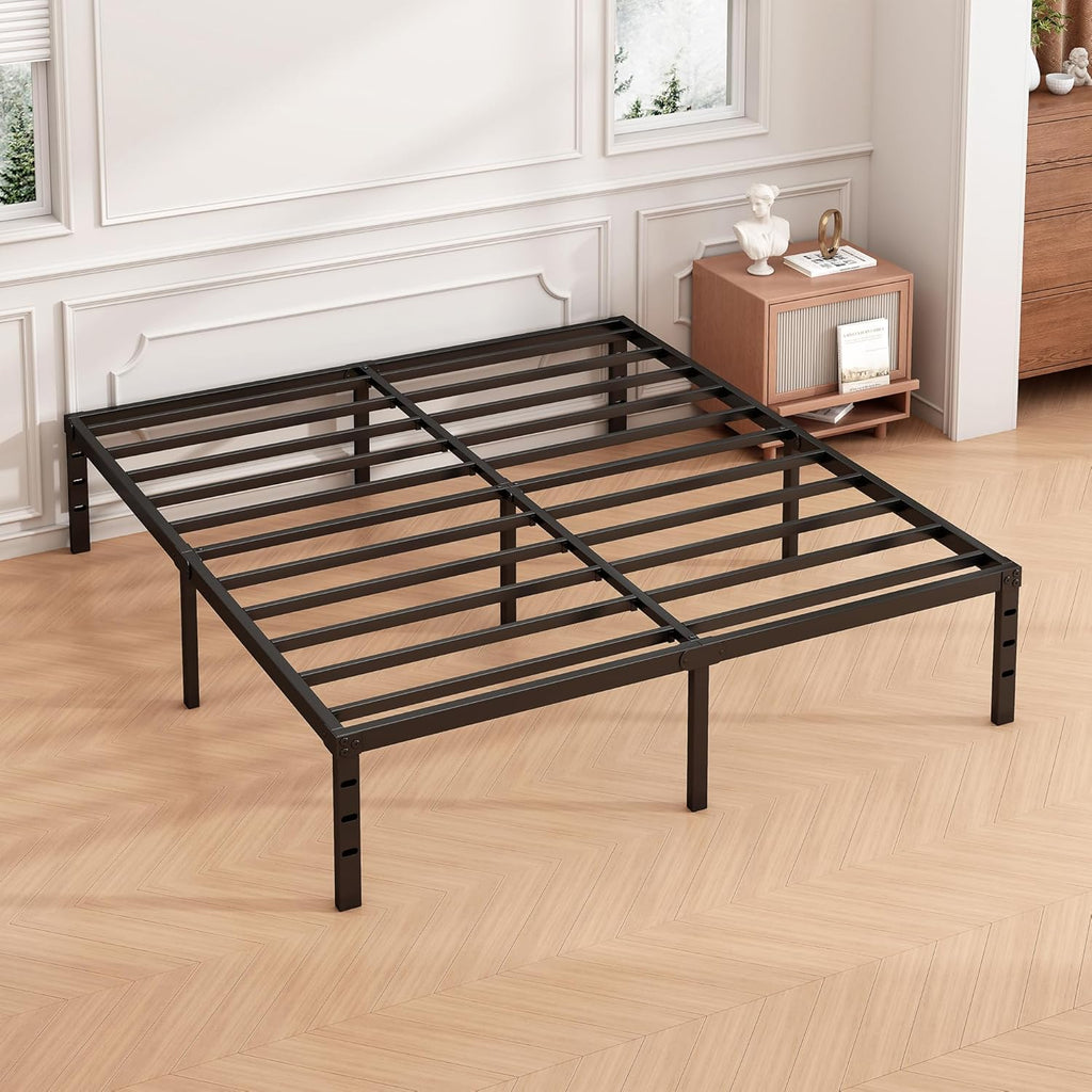 18 Inch Full Bed Frame - Sturdy Metal Platform Full, No Box Spring Needed, Heavy Duty, Easy Assembly