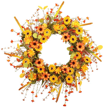Fall Wreath for Front Door 26 inch Autumn Sunflower Harvest Outdoor