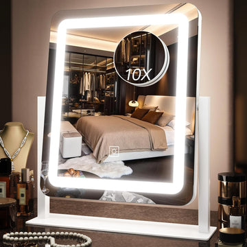 15" x13" Vanity Mirror with Lights, LED Makeup Mirror with Lights,10X Magnification Vanity Mirror with 360°Rotation, 3
