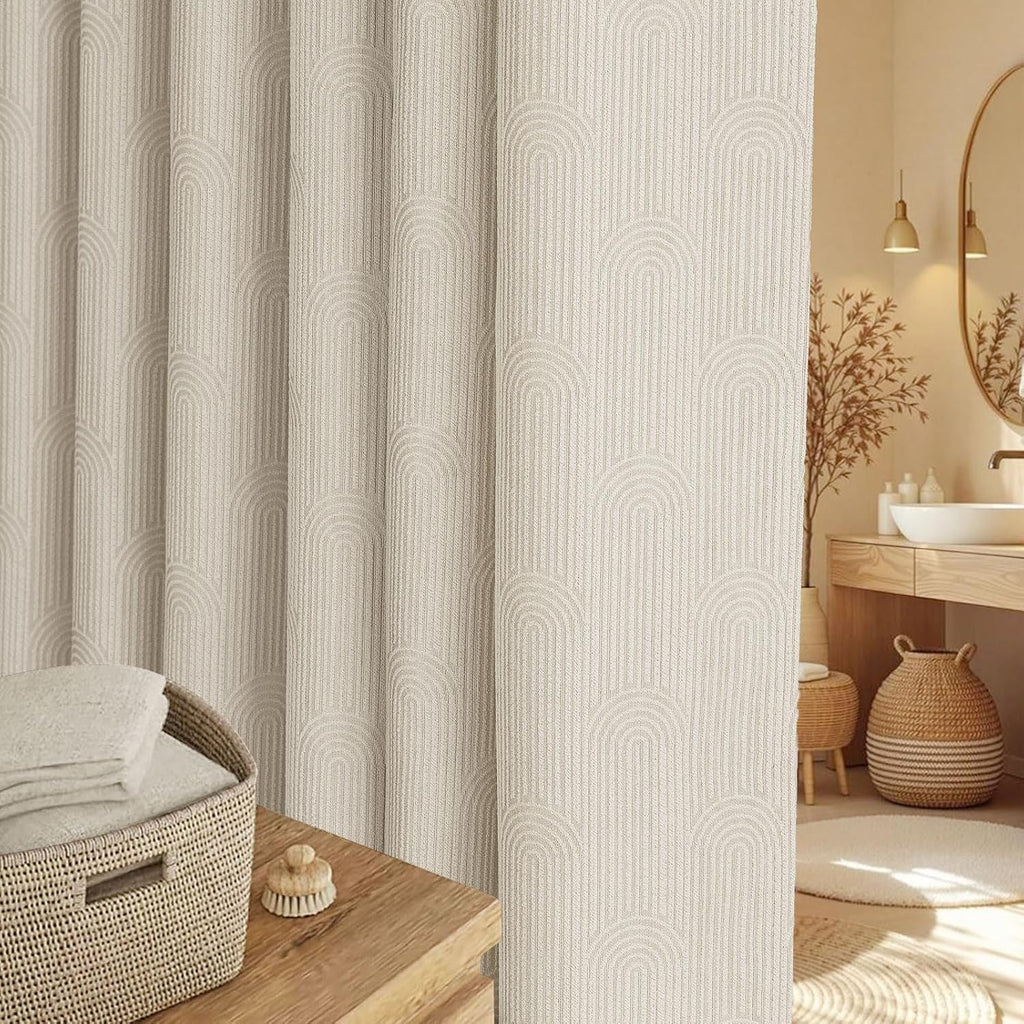 Cream Boho Cotton Shower Curtain Arch,72" W x 72" L | Minimalist Shower Curtain