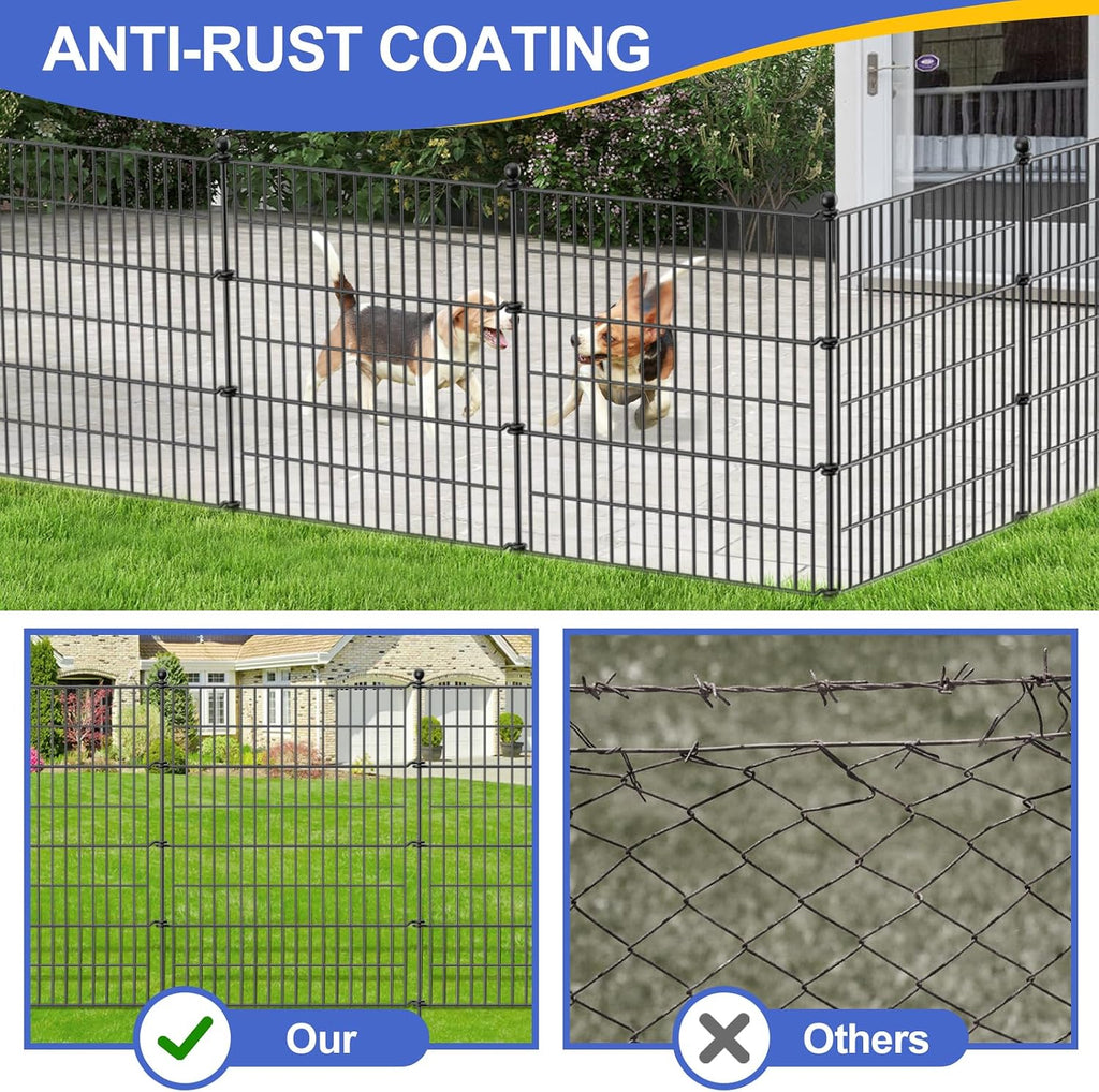 10 Panels No Dig Decorative Garden Fence with Gate, 40 in(H) X 23.6 ft(L) Outdoor Dog Rabbits Fence, Animal Barrier