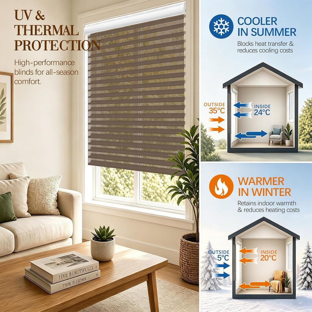 No-Drill Custom Shangri-La Roller Shades -Blackout Blinds for Windows