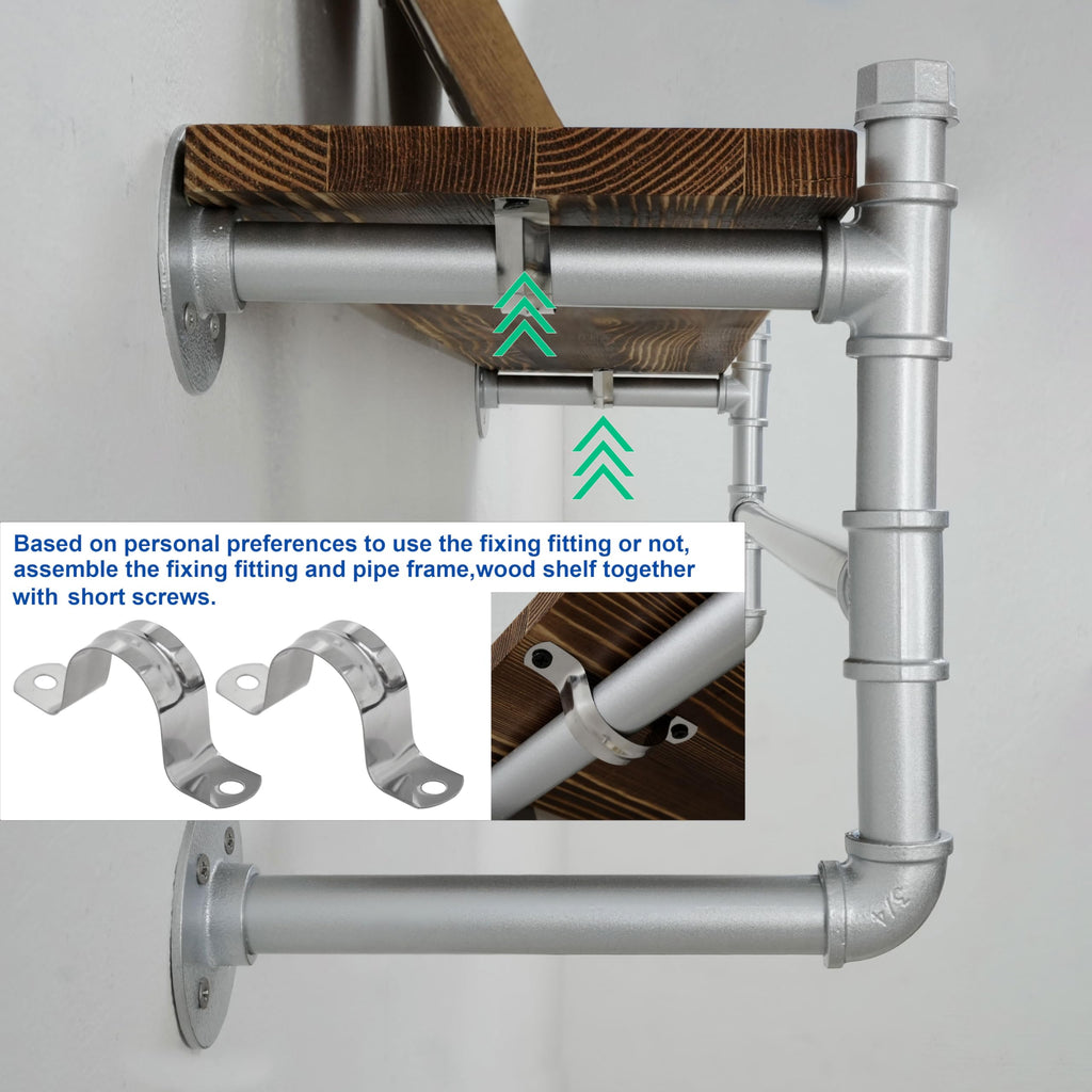 Wall Mounted Clothes Rack with Shelf, 36" Industrial Pipe Clothing Rack with Shelf with Hanging Rod, Heavy Duty Iron