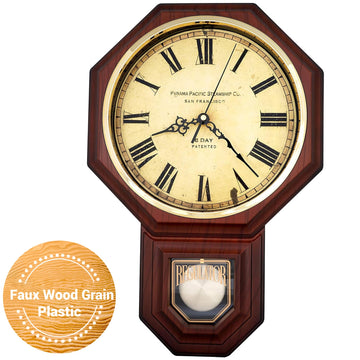 Traditional Schoolhouse Classic Vintage Roman Regulator Wall Clock, Chiming Wall Clocks with Pendulum & Westminster