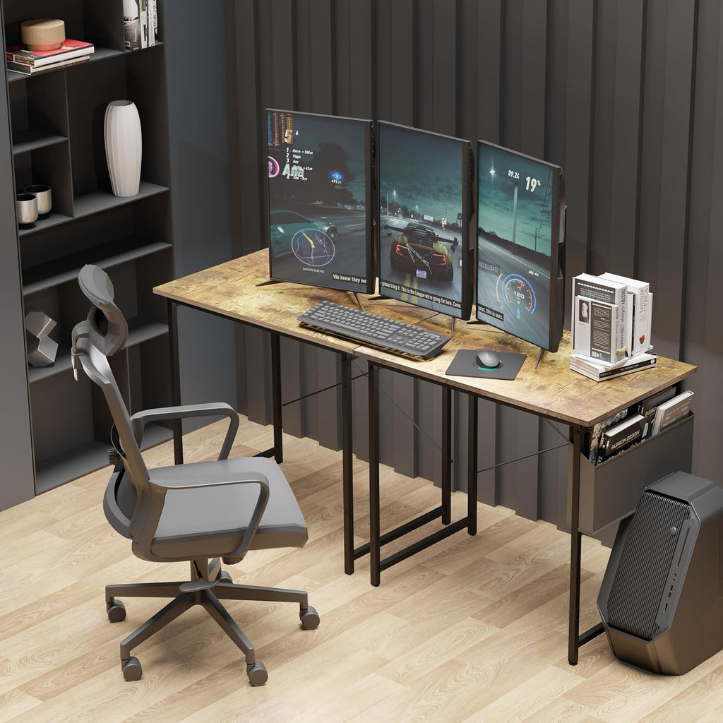 Small Space Writing Desk with Headphone Hooks, Modern Simple Design, Suitable for Study, Home Office and Living Room