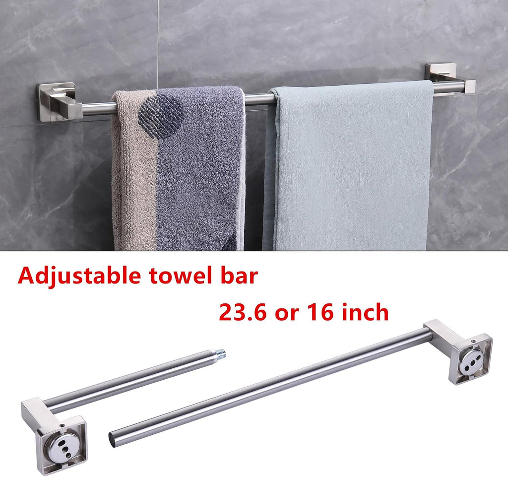5 Piece Bathroom Hardware Accessories Set Brushed Nickel,24 Inch Towel Bar Set,Towel Rack Set,Bathroom Towel Holder