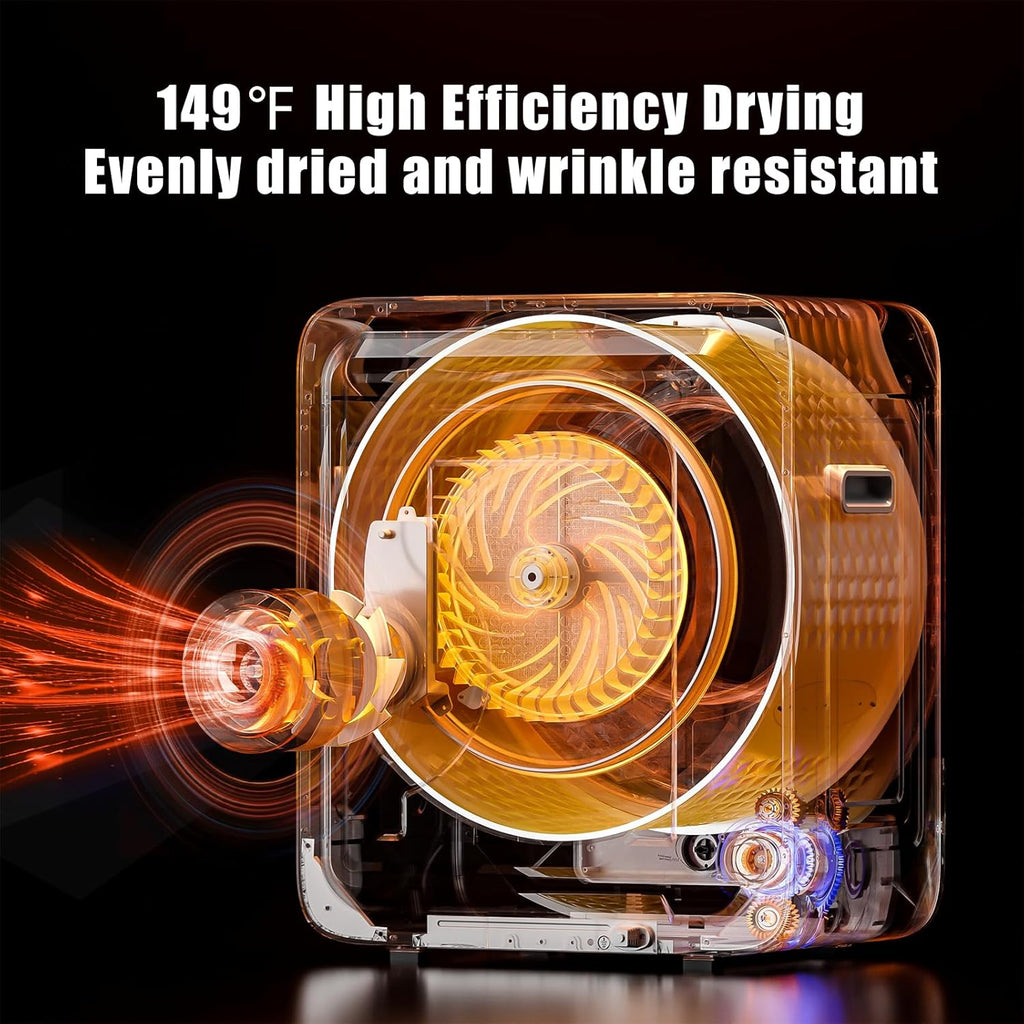Portable Washer and Dryer Combo Set, 18 lbs Fully Automatic Washing Machine, 1.5CuFt Portable Dryers, Compact Washer
