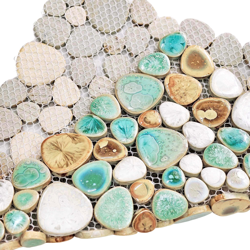 Turquoise Ceramic Pebble Mosaic Tile Sheet Shower Floor Backsplash 5 Sq Ft