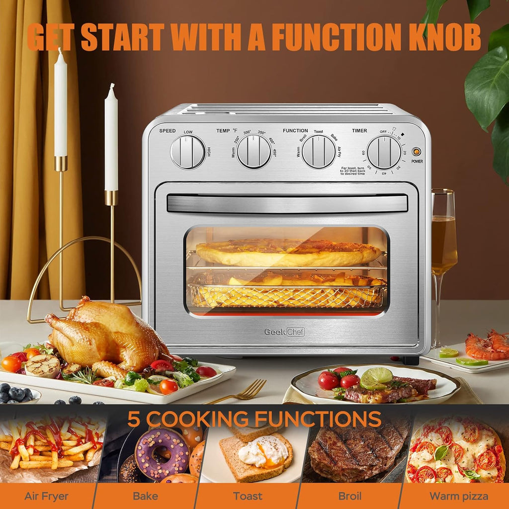 Air Fryer Toaster Oven Combo, 16QT 5-in-1 Toaster Ovens Countertop, Convection AirFryer with Bake, Air fryer & Toaster