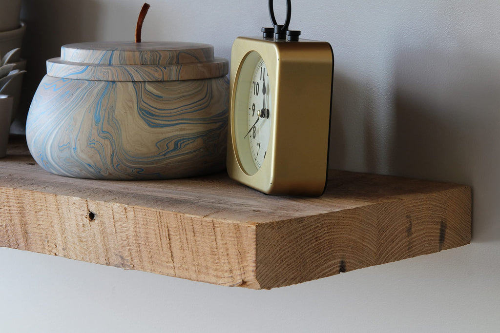 Deep Floating Shelves | Reclaimed Barn Plank Deep Floating Shelves with Low Profile Brackets | High Weight Capacity