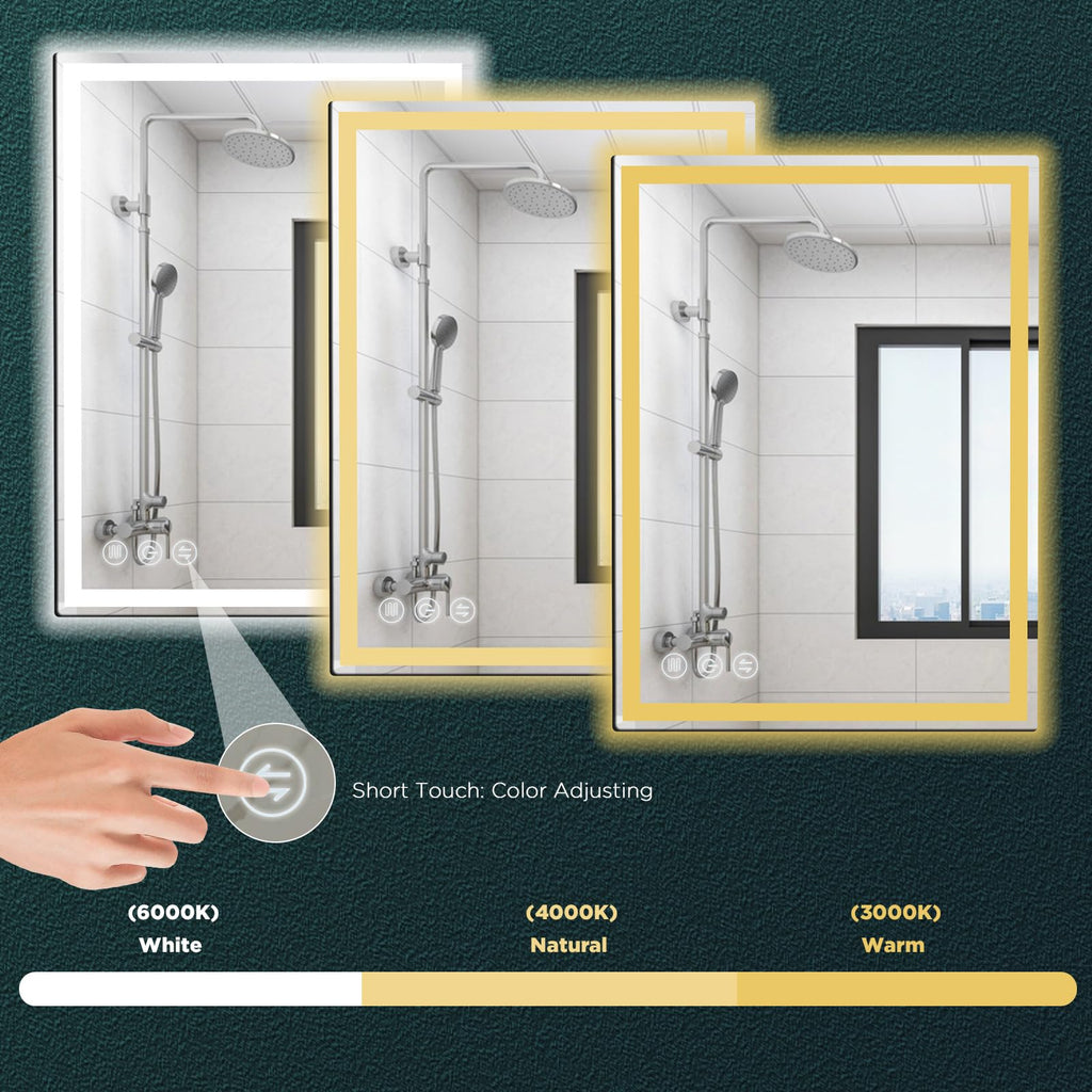 32" x 24" LED Bathroom Mirror with Lights, Memory Vanity Mirror