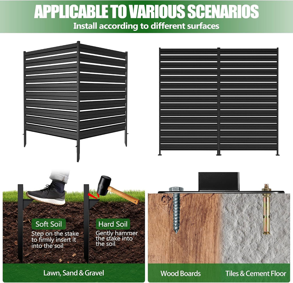 63" H x 38" W (1 Panel) Outdoor Privacy Screens, Air Conditioner Fence Metal Trash Can Privacy Fence Panels for