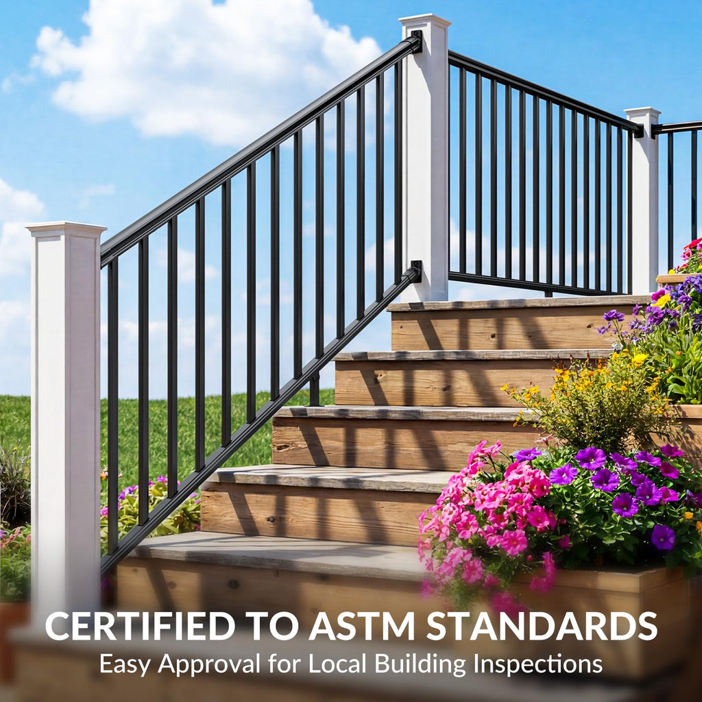 36 in x 8 ft Modular Aluminum Stair Railing Kit Without Post