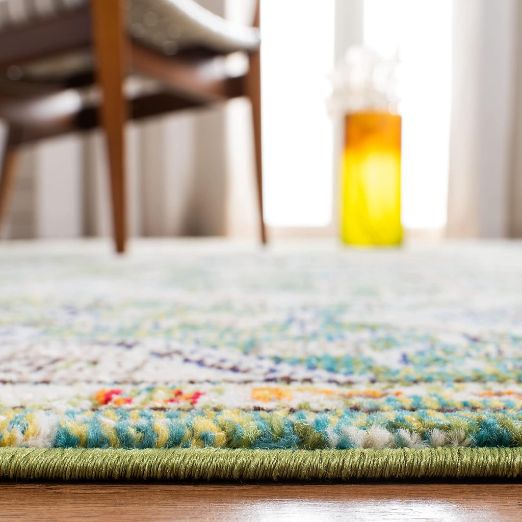 Madison X-Large Area Rug - 12' x 15', Green & Turquoise, Medallion Distressed Design, Non-Shedding & Easy Care