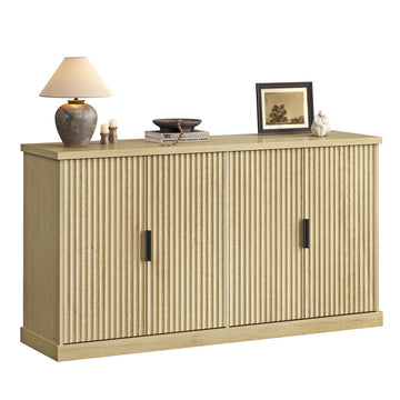Contemporary Buffet Cabinet with Adjustable Shelves, Fluted Doors