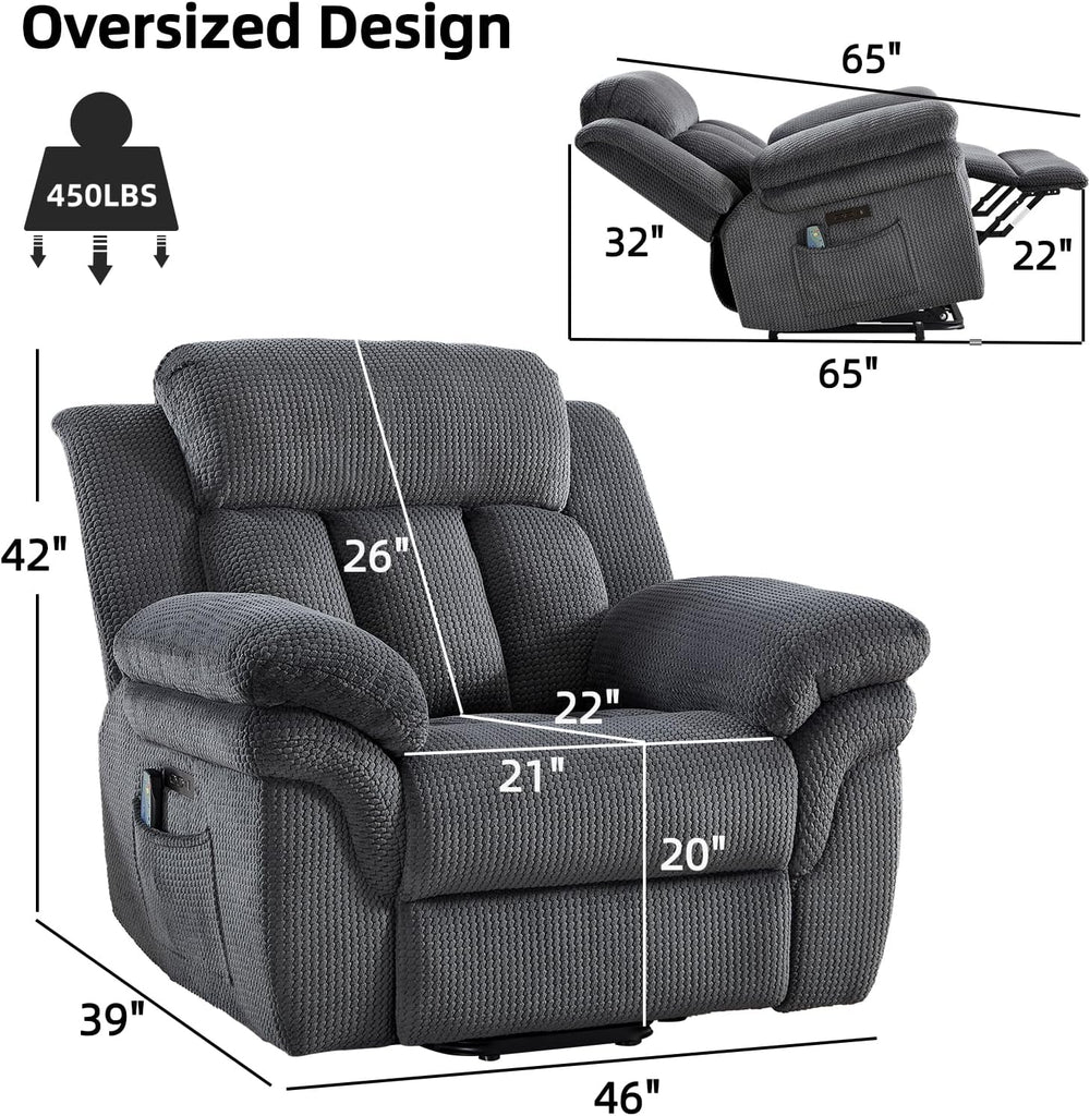 46" Wide Oversize Power Lift Recliner Chair, Extra Large Electric Lift Recliners for Elderly Big