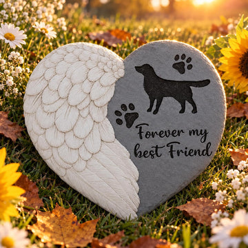 Landoraloria Dog Memorial Stepping Stone 10" Heart with Wings Outdoor Pet Grave Marker Cement Garden Remembrance