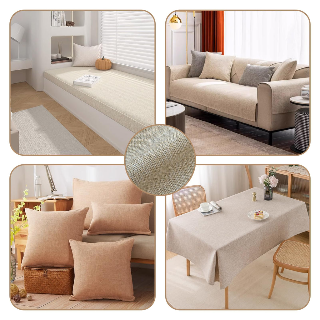 Heavy Linen Fabric 40x57 Inches, 1.2mm Thickness, Plain Solid Color Cloth for Embroidery, Clothing, Sewing - Linen