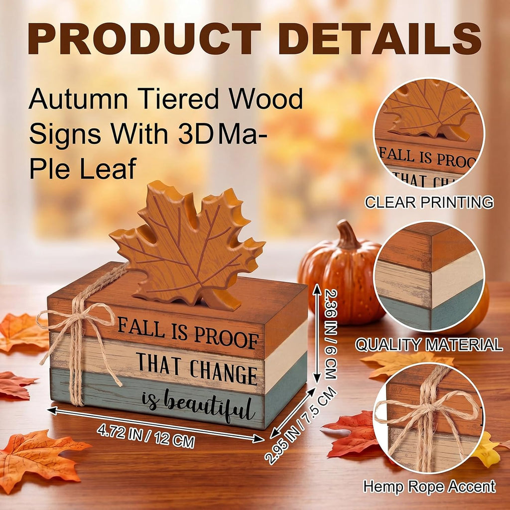 Fall Decoration Wooden Maple Leaf Decor - Set of 4