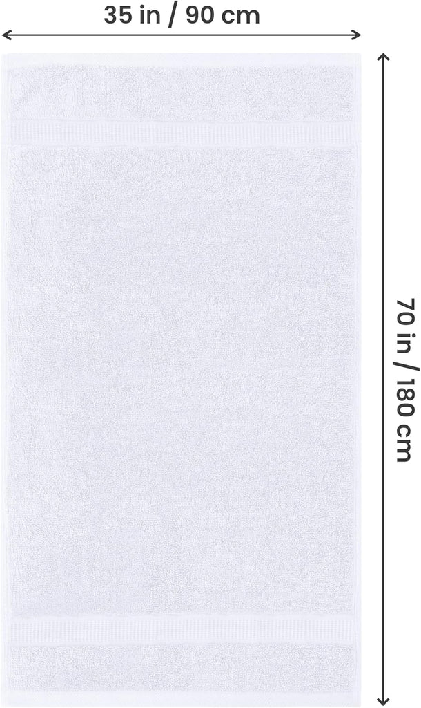 Jumbo Bath Sheets, 2 Pack, 35x70 in, 600 GSM Cotton, White | Extra Large Ring Spun Cotton Bath Sheets - Soft, Plush