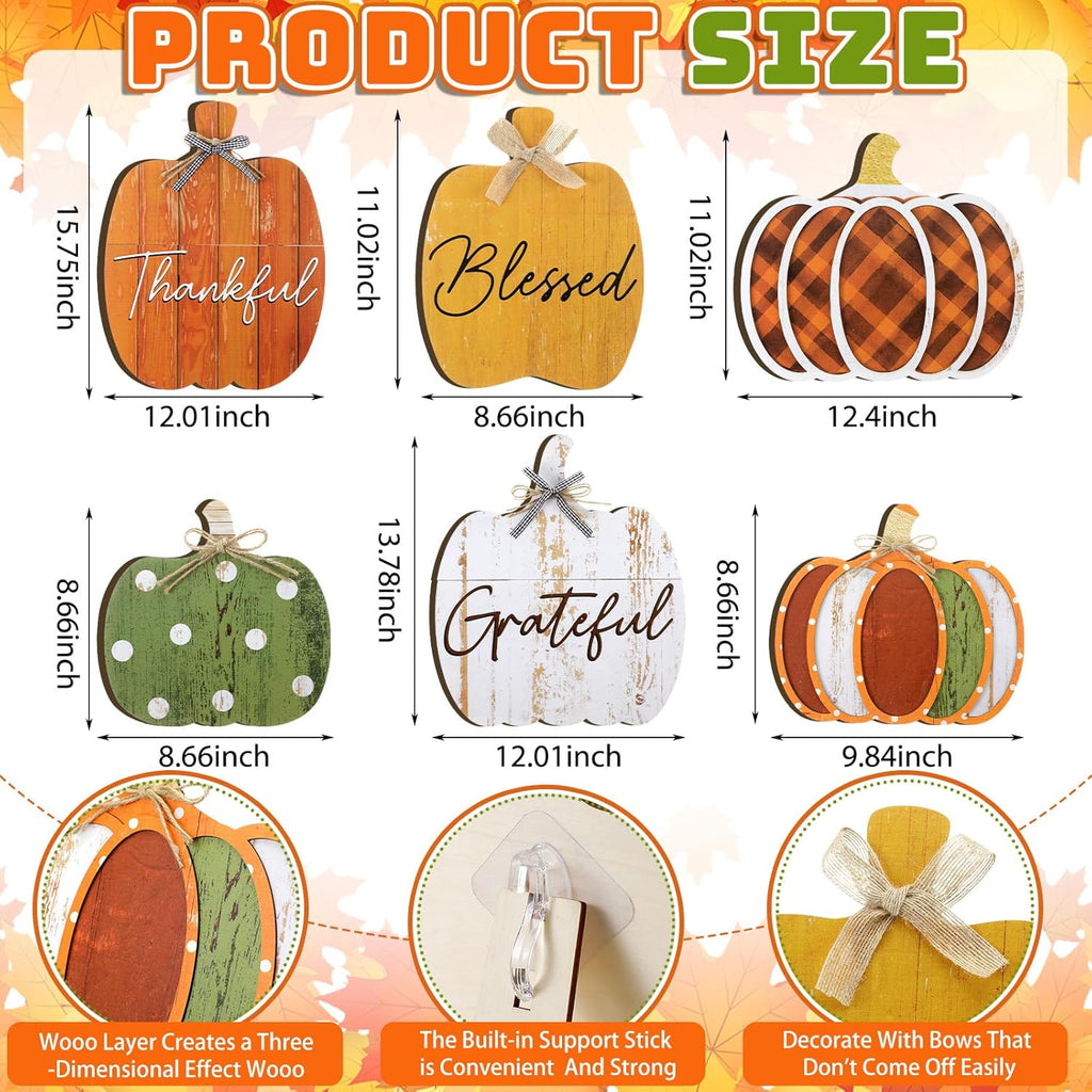 Farmhouse Outdoor Fall Decoration Porch, Pumpkin - Set of 6