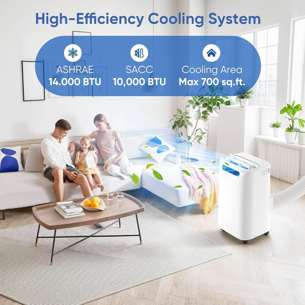 14000 BTU Portable Air Conditioners, Cools Up to 700 Sq.Ft, Portable AC Unit with Remote Control, Cooling, Fan
