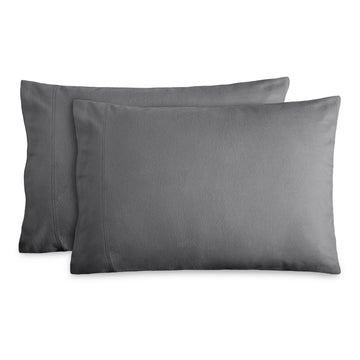 Flannel Pillowcases 100% Cotton (King Set of 2, Grey)