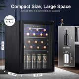 Beverage Refrigerator Cooler 68 Can, Mini Fridge with Glass Door for Beer Drinks