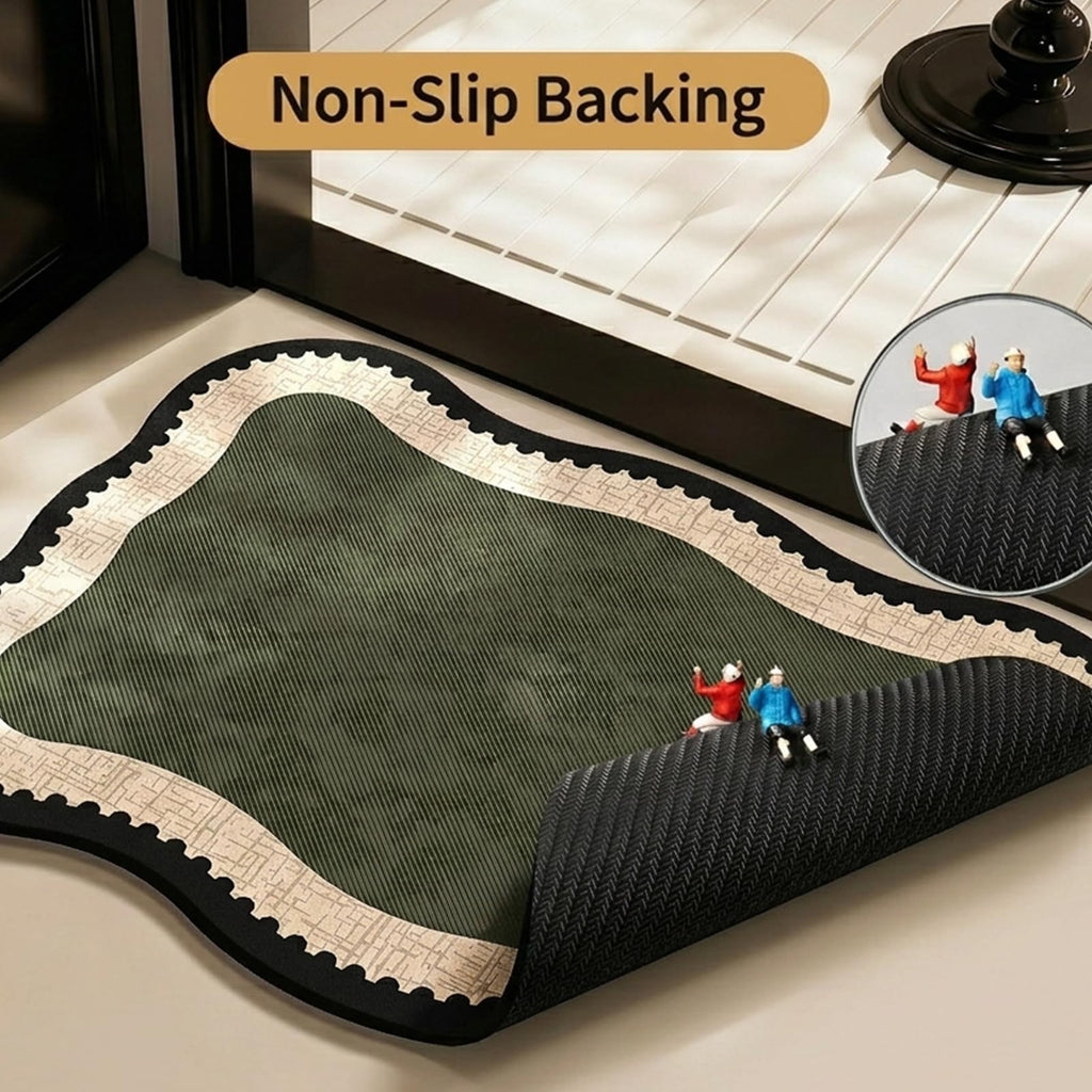 Scalloped Diatom Mud Bath Mat, Quick-Drying Absorbent Non-Slip Bathroom Rug, Decorative Area Rug for Bathtub Kitchen