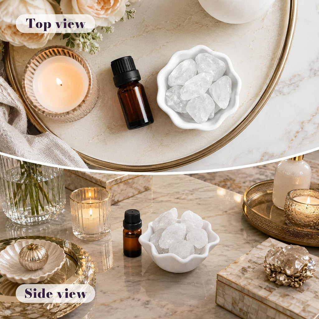 Crystal Stone Aromatherapy Essential Oil Diffuser Gift Set with Classic White Bowl| Healing Crystal Arom Decor