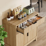 Fluted Sideboard Buffet Cabinet with Storage, 32" Wide Coffee Bar Console Table with Drawer